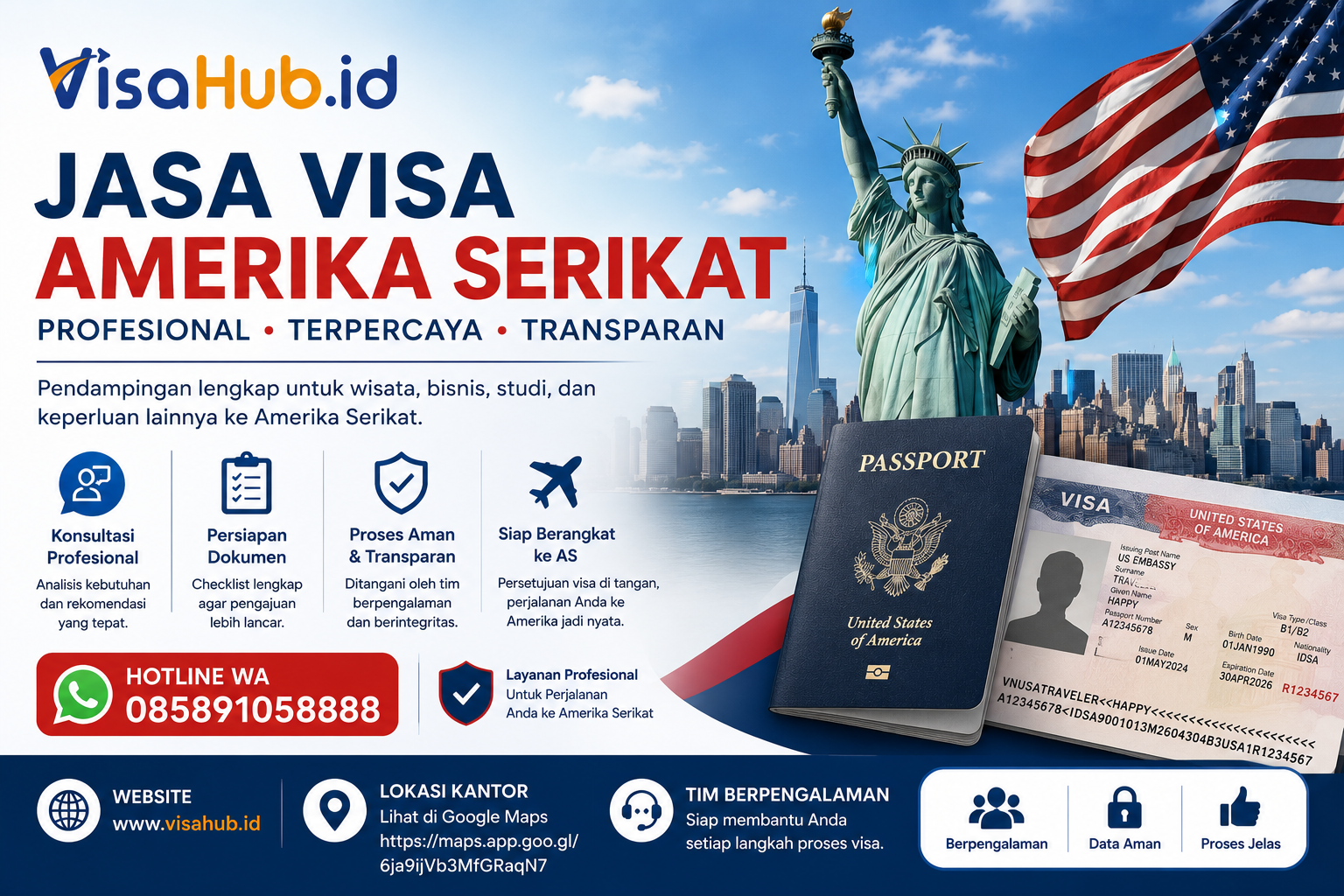 Jasa pengurusan Visa Amerika Serikat B1 B2 oleh VisaHub