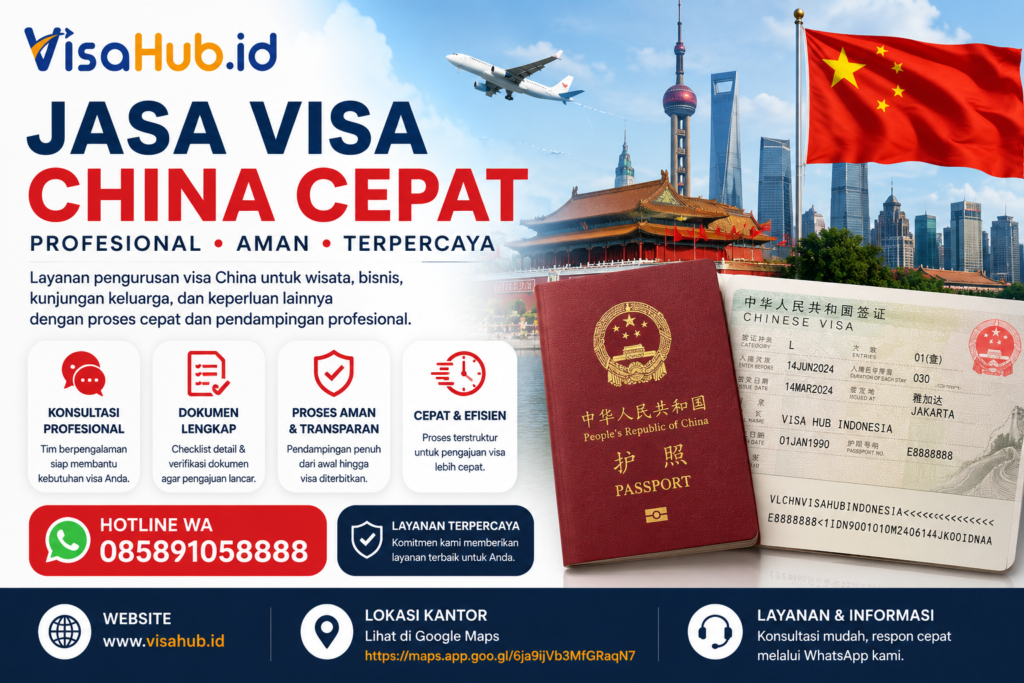 Jasa visa China online terpercaya untuk pengurusan visa bisnis dan wisata seluruh Indonesia