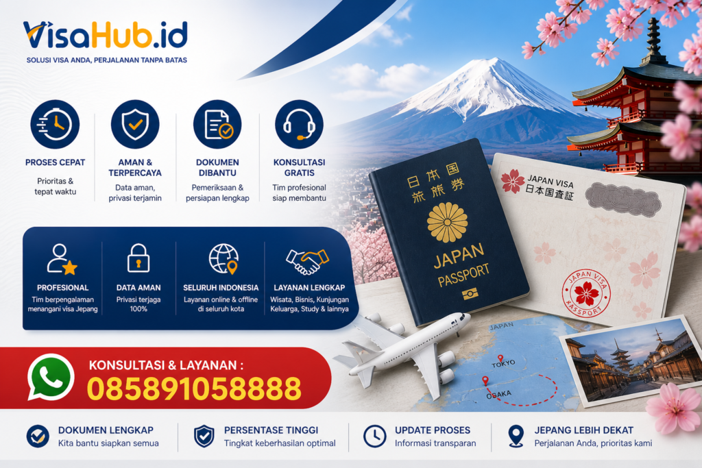 Pendampingan pengurusan visa Jepang secara online untuk pelanggan di JABODETABEK dan seluruh Indonesia